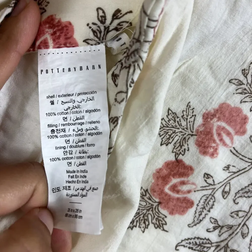 Pottery Barn Set of Two Square 26 x 26 in Pillow Shams Quilted Floral Boho